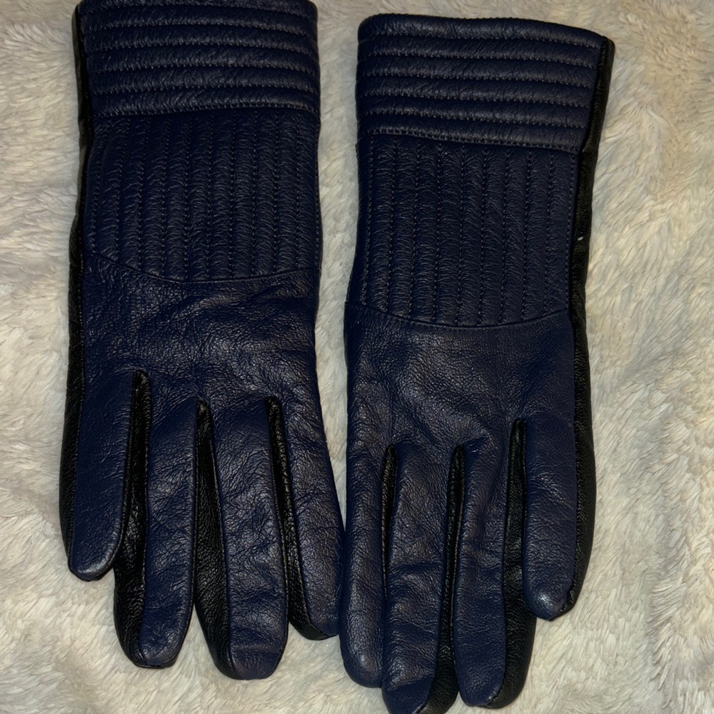 Silence and Noise Women’s Black and Blue Leather Gloves